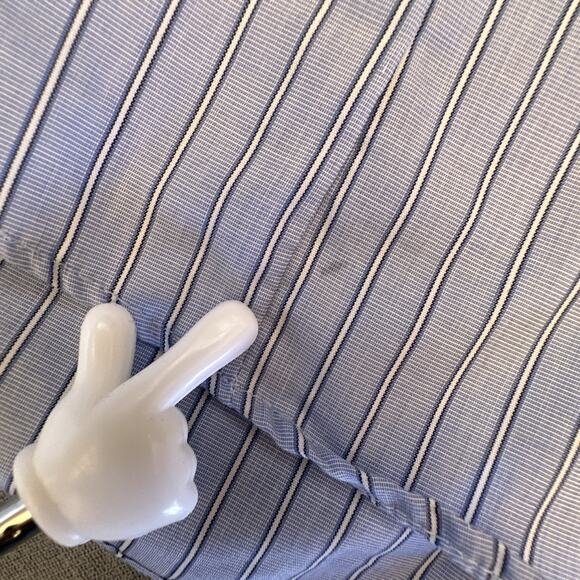 Lands End Shirt Womens Sz 4 No Iron Supima Button Up Plus Blue White Stripe - Picture 10 of 12